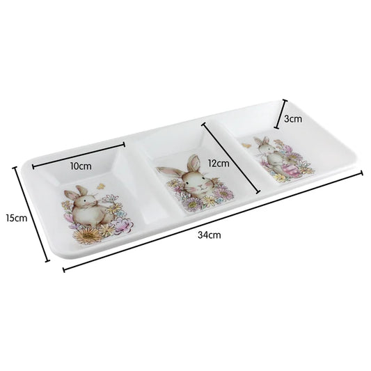 Easter Whimsy 3-Sectioned Plastic Serving Tray