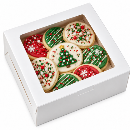 White Window Cookie Box with Removable Cupcake Insert – 6 in x 6 in x 3 in