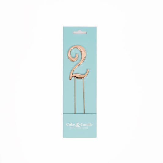 Birthday Cake Topper Number 2 Rose Gold 2.75in