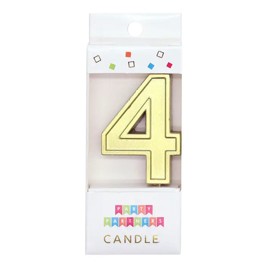 Number 4 Gold Metallic Candle