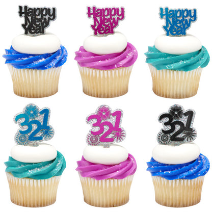 Cupcake Topper New Years Countdown 12 Count