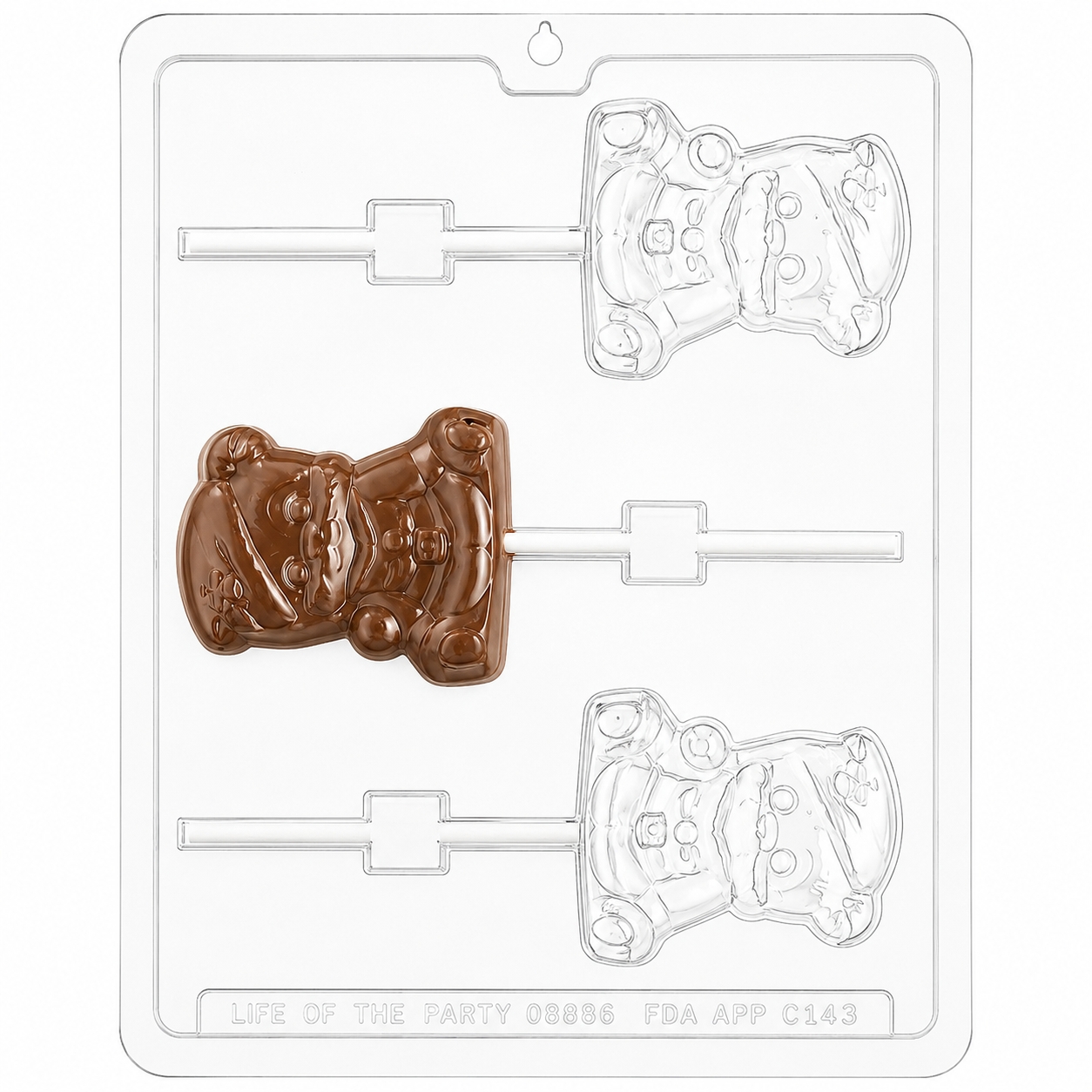 Life Of The Party Christmas Bear Lollipop 3 Cavity