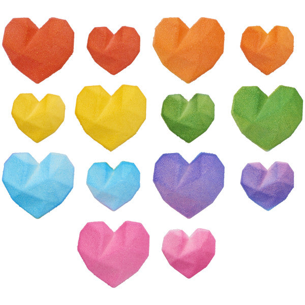 Geometric Heart Sugar Toppers 1 1/4in 6-Count