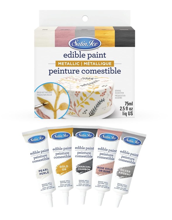 Satin Ice Metallic Edible Paint, 5 Count Kit