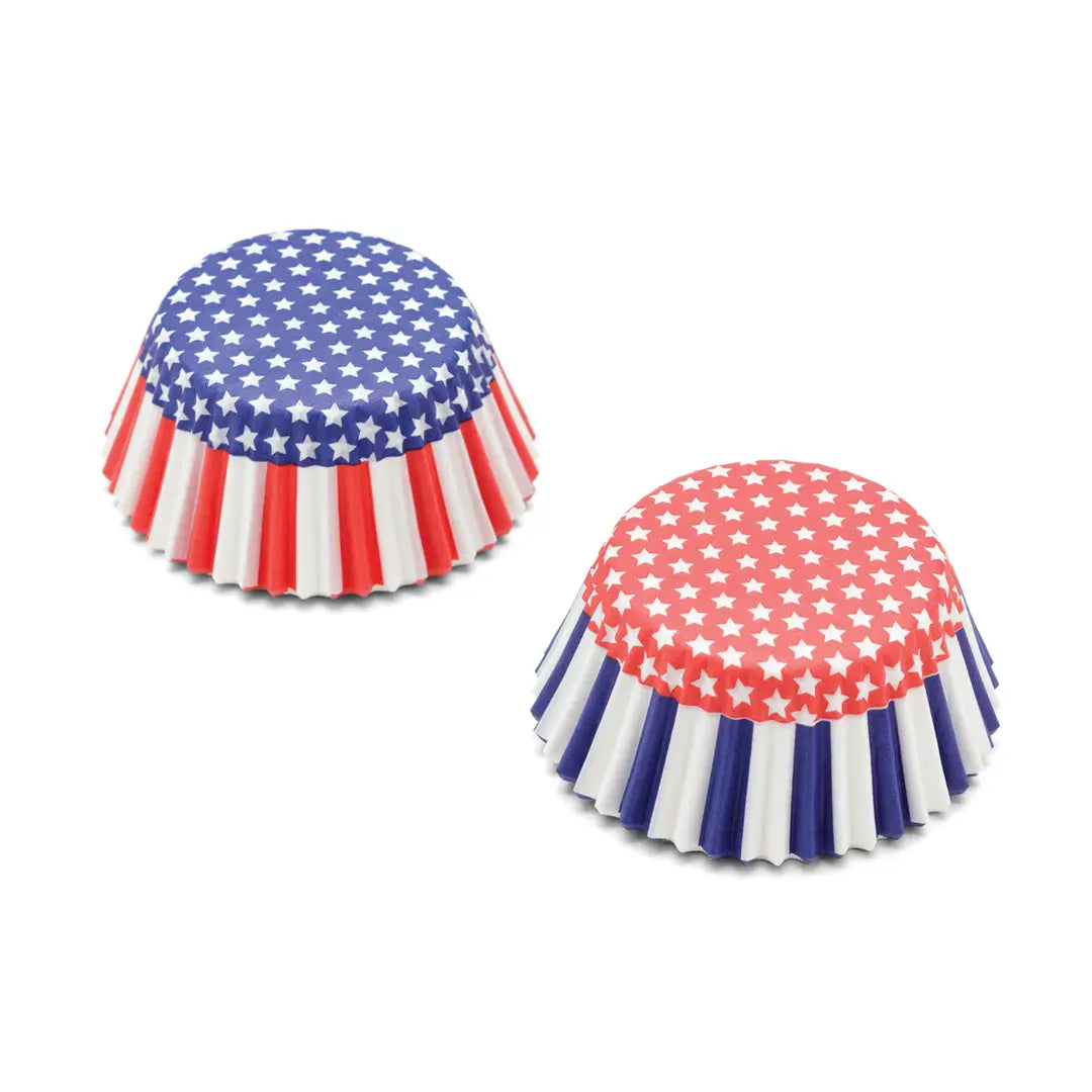 Patriotic Stripe & Stars Cupcake Liners 50 Count