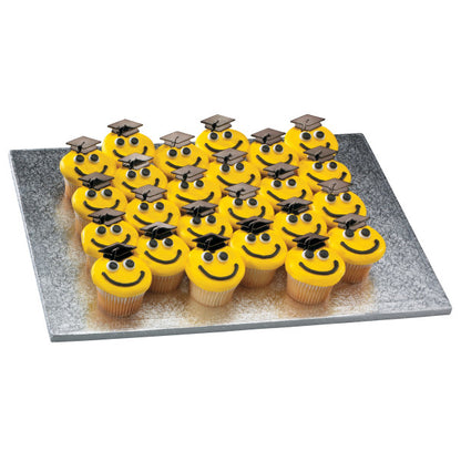 Graduation Black Metallic Cupcake Toppers 12 Count