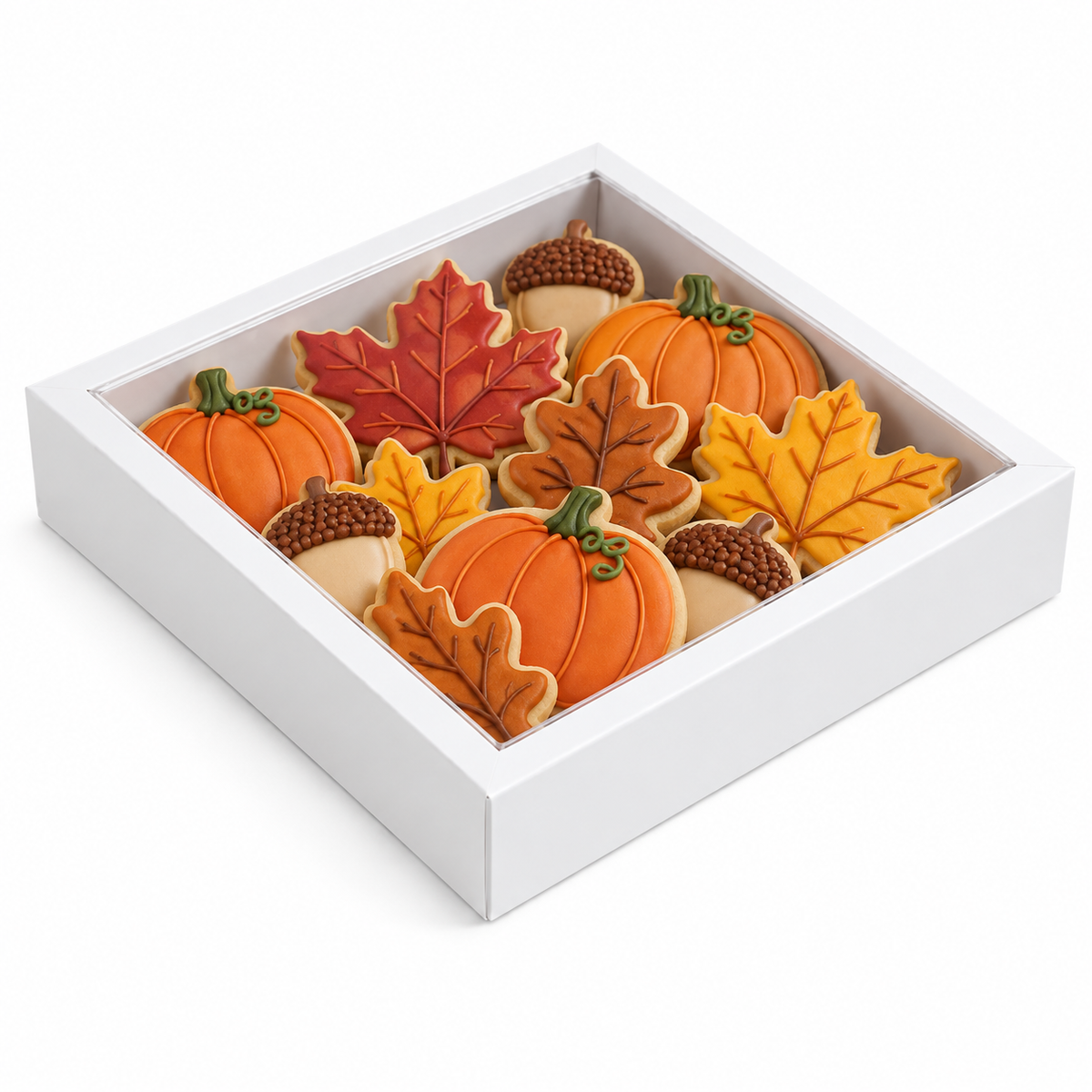 White Cookie & Treat Gift Box with Clear Lid – 7 × 5 × 2 Inches