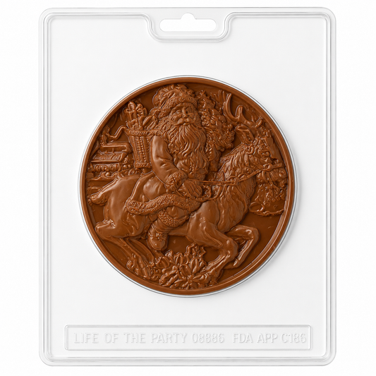 St Nicholas Riding Reindeer Chocolate Santa St Nick Mold Disc