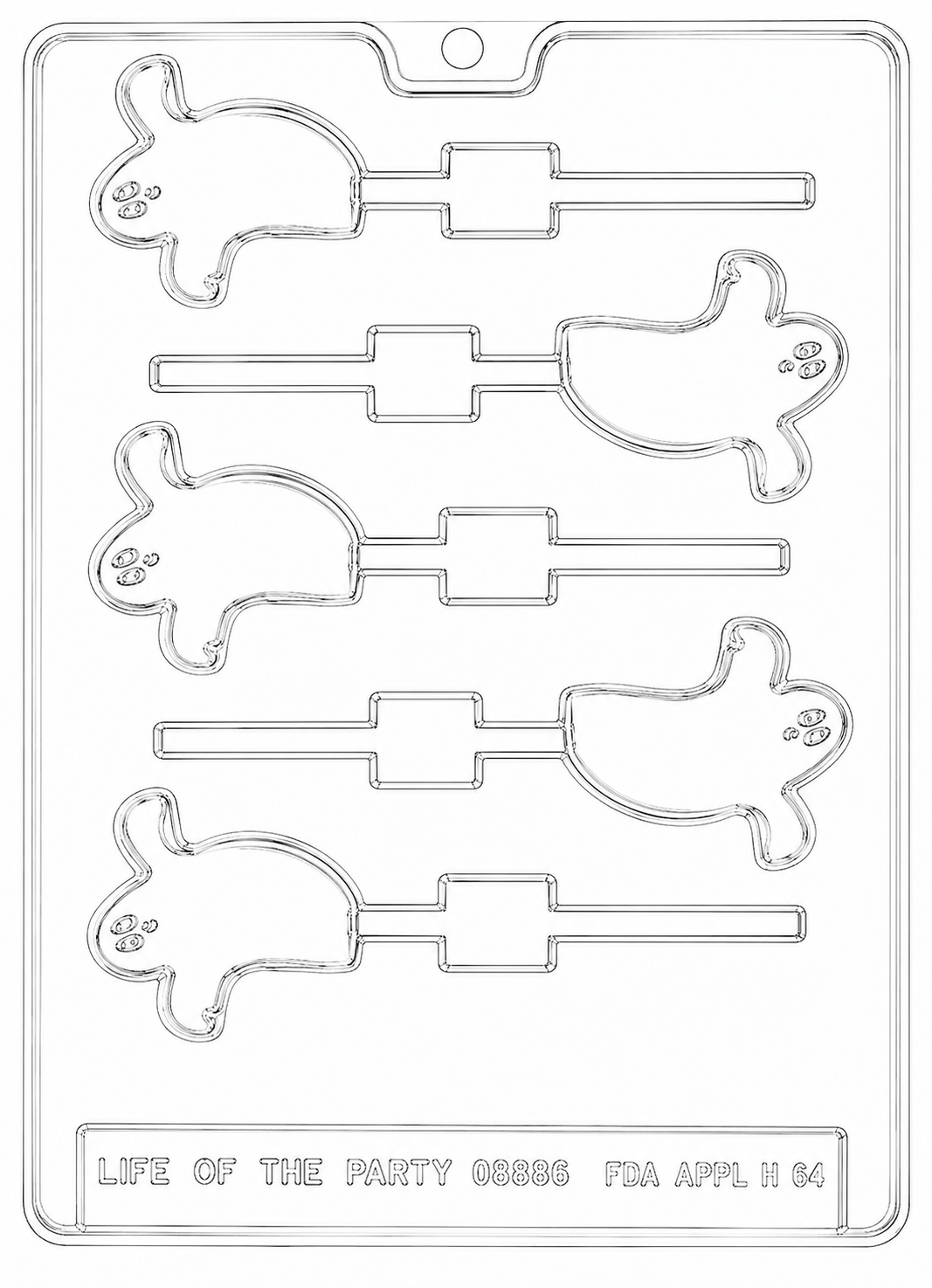Ghost Lollipop Chocolate Mold | Halloween Ghost Candy Mold 5 Cavity