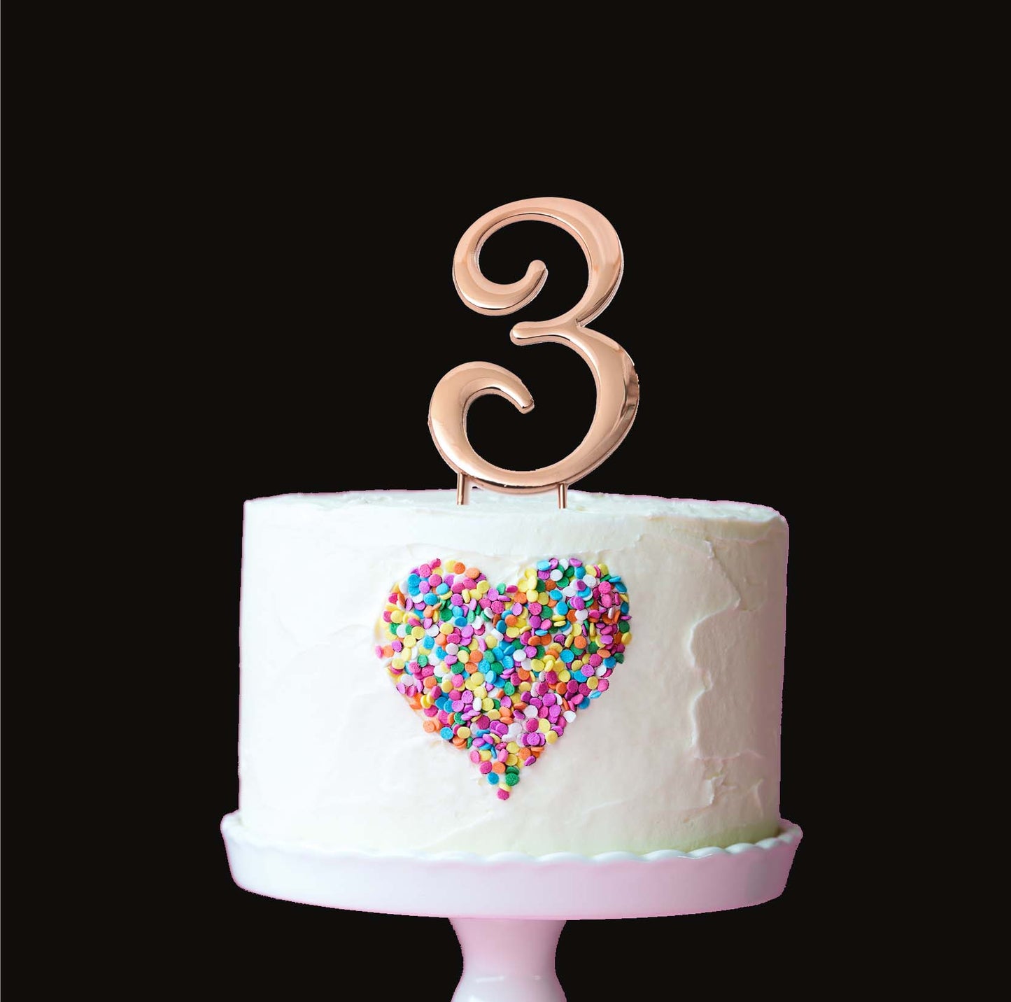 Birthday Cake Topper Number 3 Rose Gold 2.75in