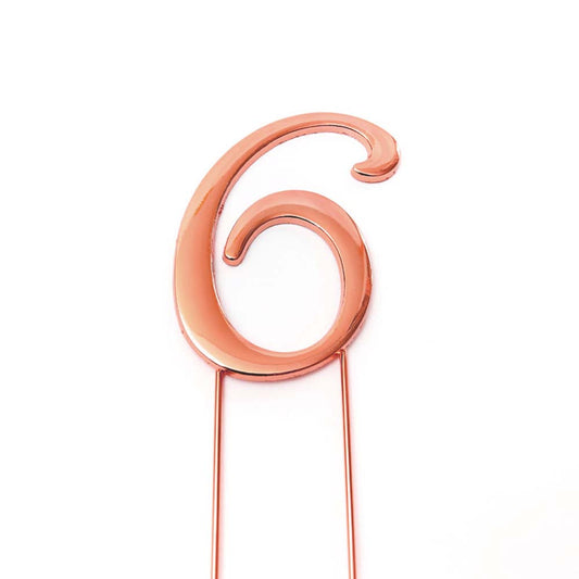 Birthday Cake Topper Number 6 Rose Gold 2.75in