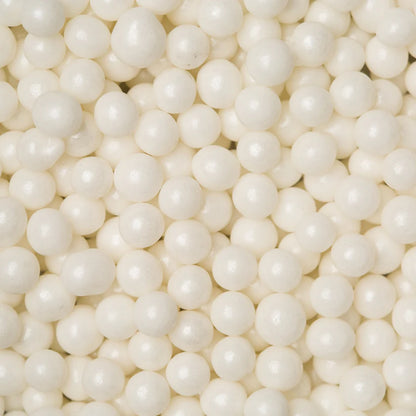 White Sugar Pearls 6mm – Edible Cake Dragees, 2 oz