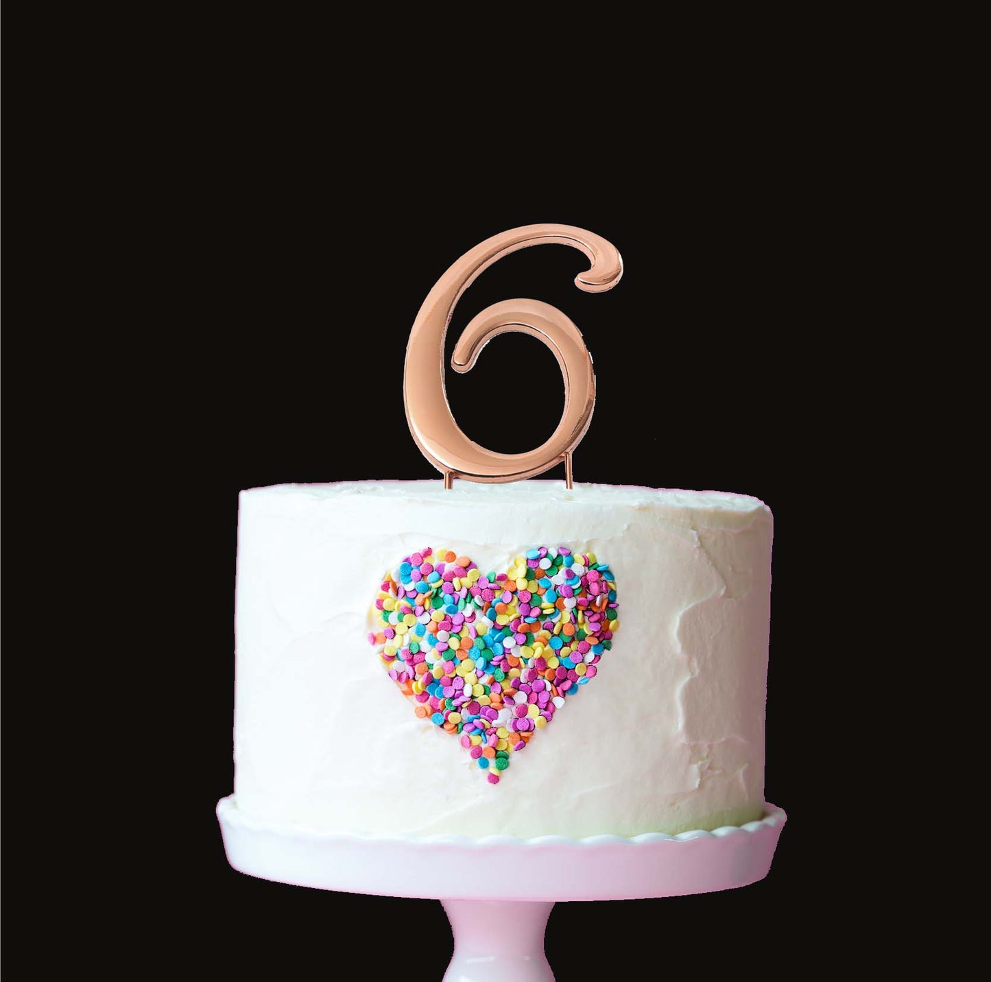 Birthday Cake Topper Number 6 Rose Gold 2.75in