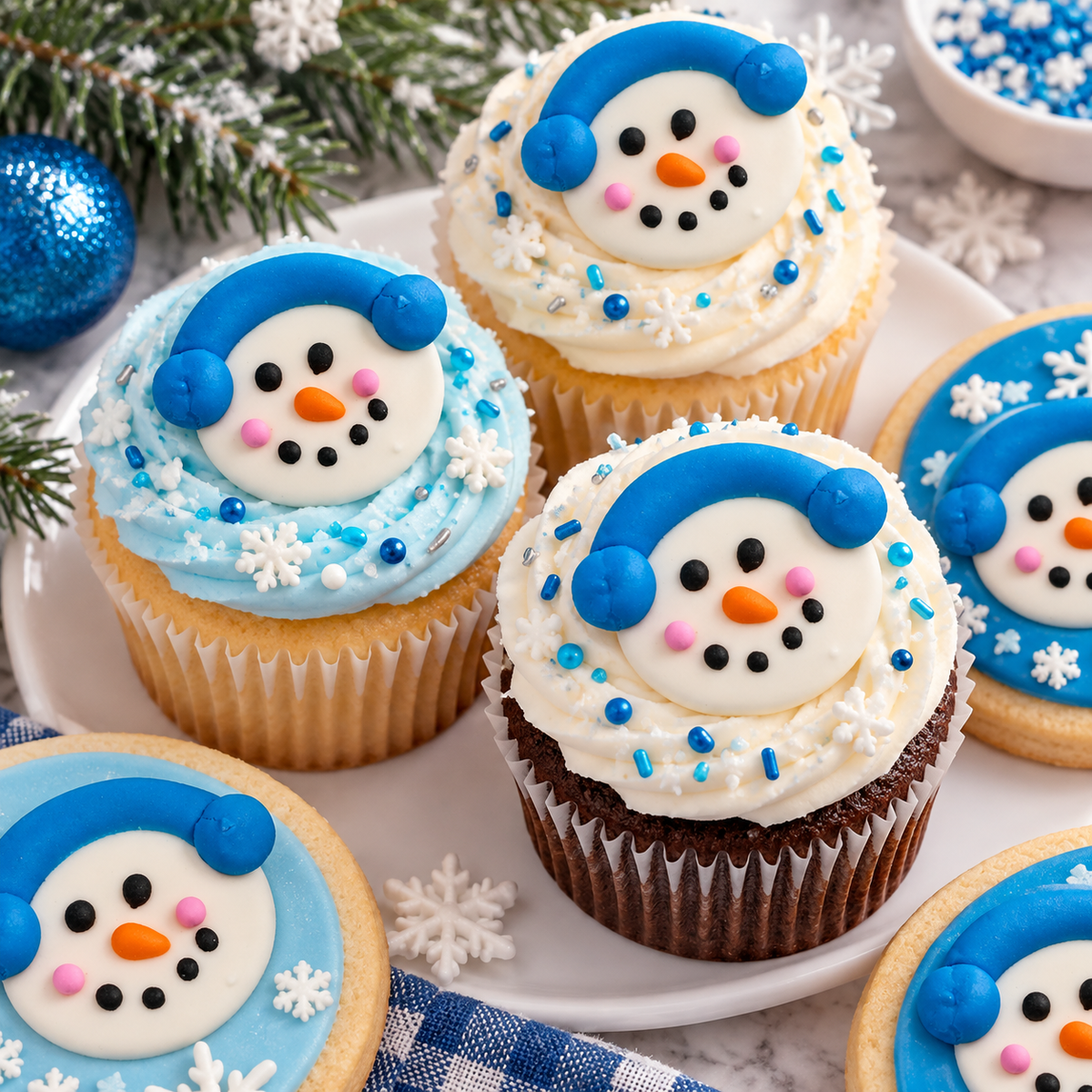 Snowman Face Royal Icing Toppers – 1 Inch, 6 Count