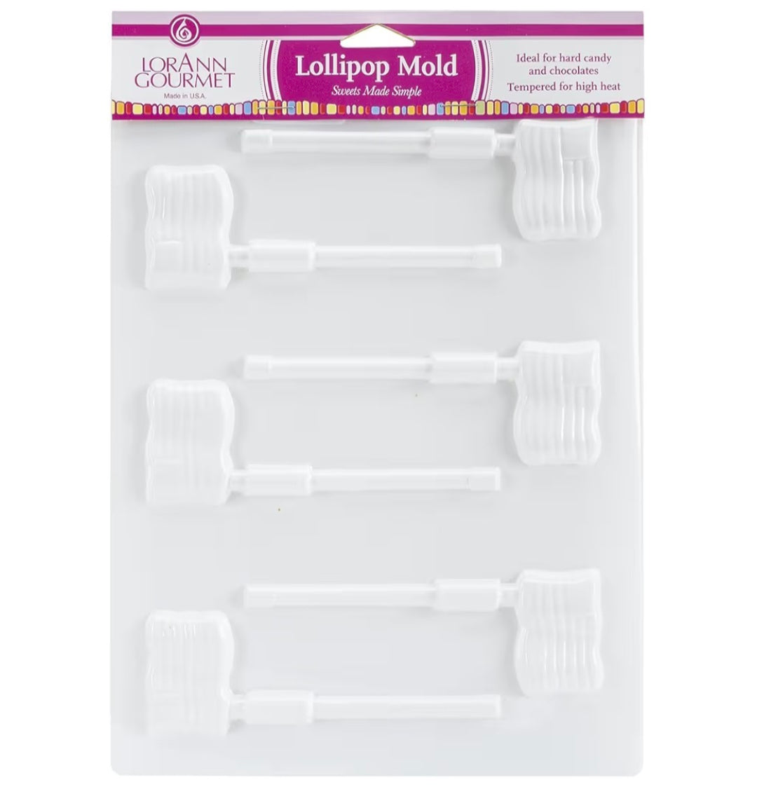 Flag Hard Candy Lollipop Mold – Food-Safe Plastic