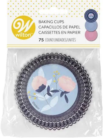 Cupcake Liners Standard Blue/Pink/Floral 75-Count