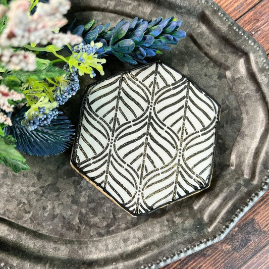 Geometric Leaf Cookie Stencil – Botanical Pattern