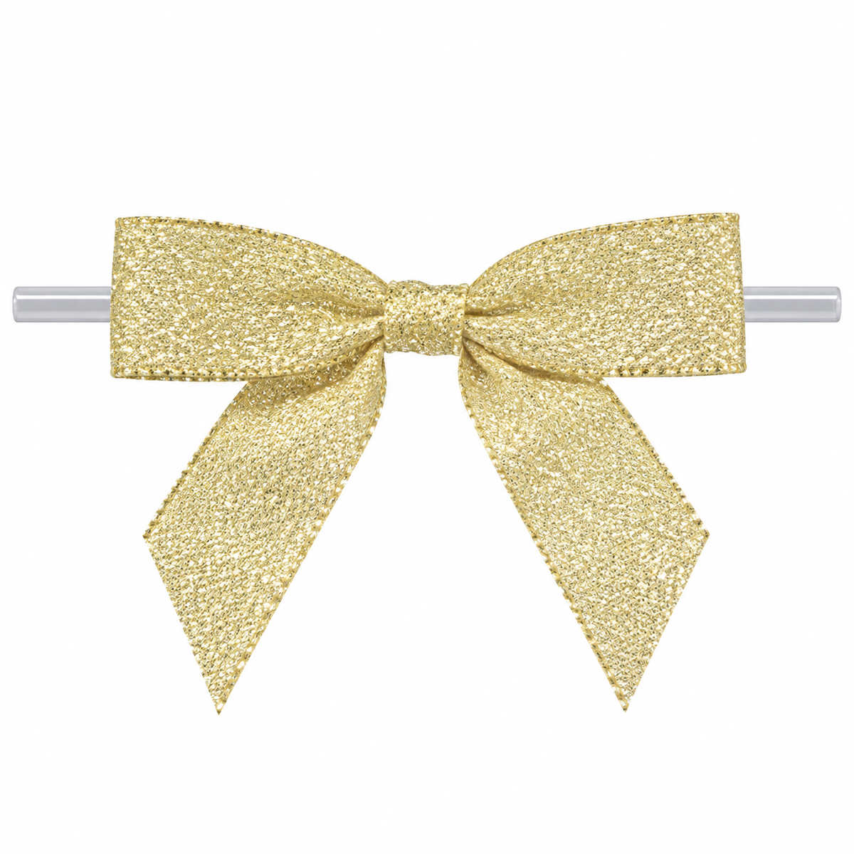 Metallic Gold Pre-Tied Bows with Twist Ties – 2.5 Inch, 10 Count