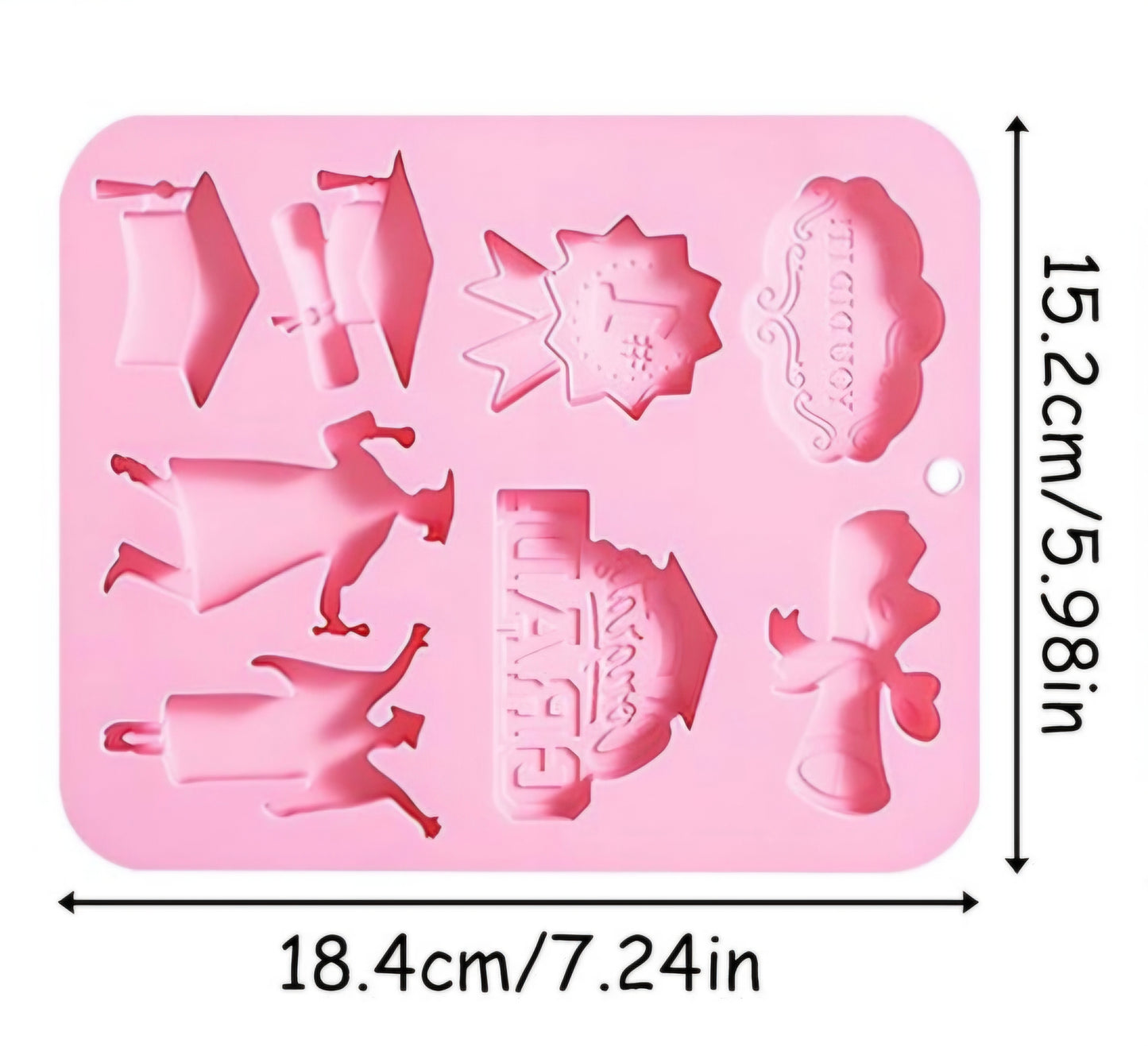 Graduation Silicone Chocolate Mold | Congrats Grad Candy Mold | 8 Cavity