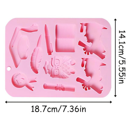 Graduation Silicone Chocolate Mold | Cap, Diploma, Owl & Books Candy Mold | 9 Cavity