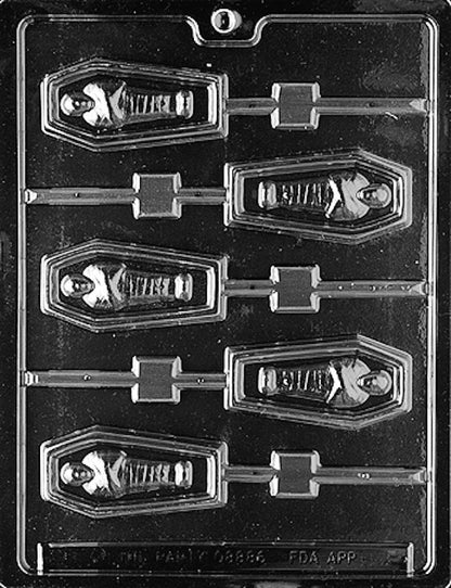 Casket with Mummy Chocolate Lollipop Mold Halloween Candy Making