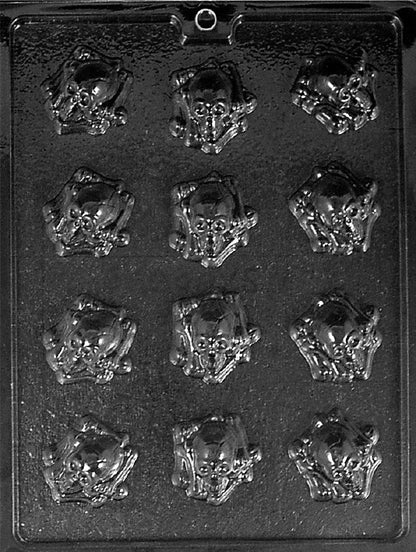 Halloween Skull & Crossbones Chocolate Mold – 12 Cavity Gothic Skull Candy Mold for Chocolate, Candy Melts & Party Treats