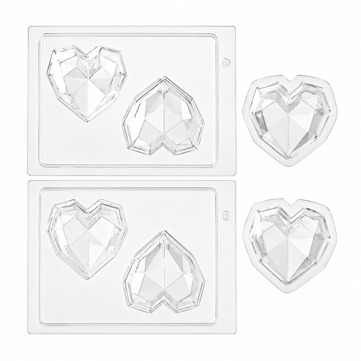 Professional Geometric Heart Chocolate Mold – 2 Cavity