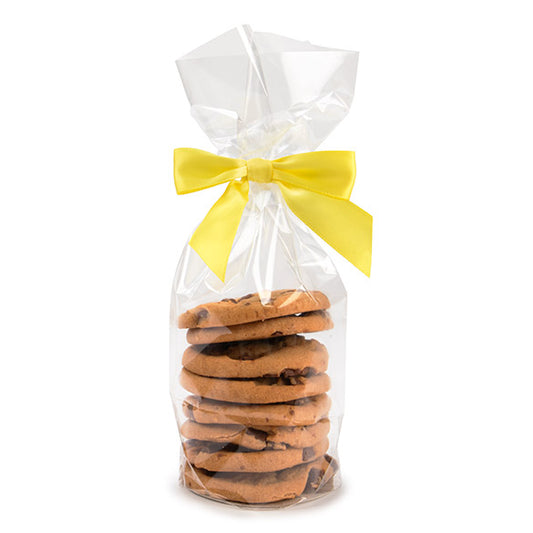 Clear Round Bottom Treat Bags with Paper Base – 3 1/4 × 10 in, 10-Count