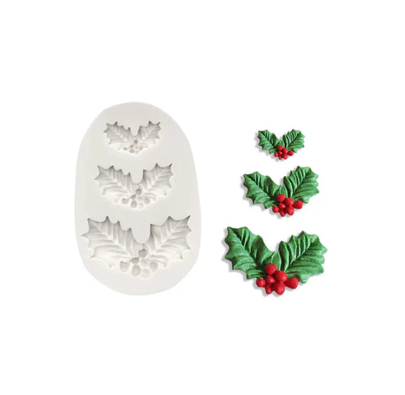 Holly Leaf Silicone Mold 3 Cavity