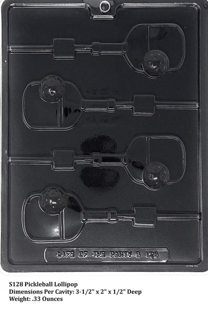 Pickleball Chocolate Lollipop Mold | 4 Cavity Sports Candy Mold for Chocolate, Candy Melts & Party Favors
