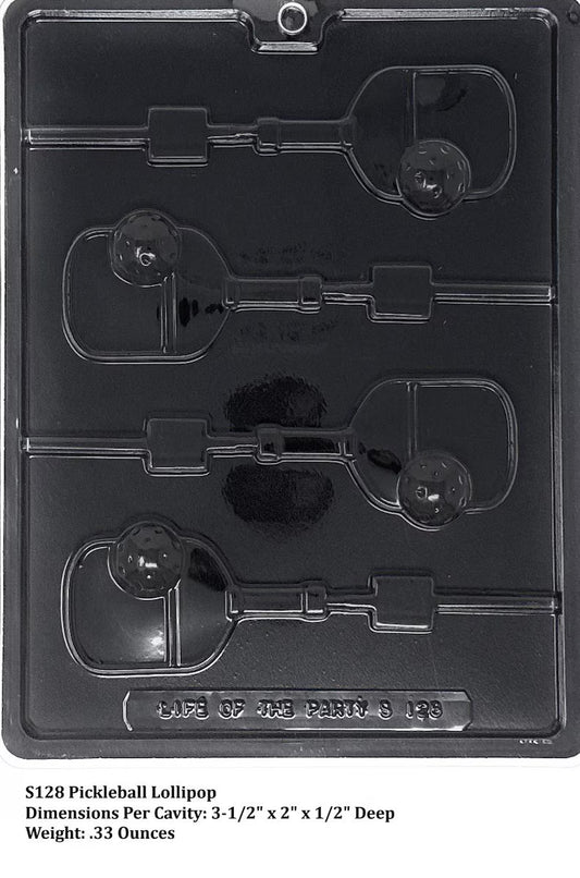 Pickleball Chocolate Lollipop Mold | 4 Cavity Sports Candy Mold for Chocolate, Candy Melts & Party Favors