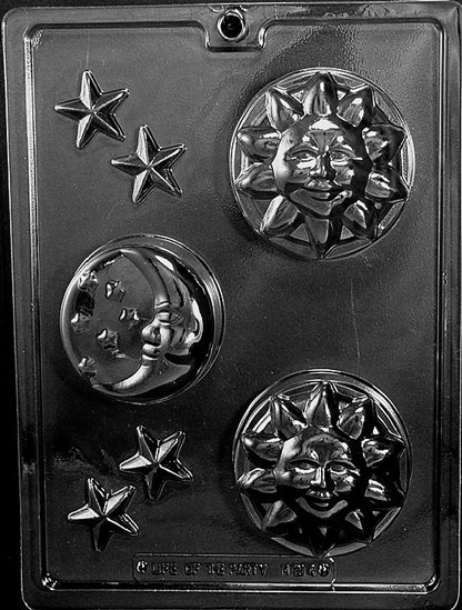 Celestial Chocolate Bar Mold – Moon & Star Round Breakable Candy Bar Mold