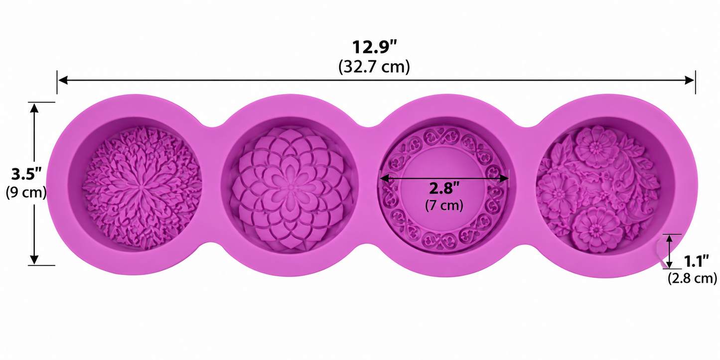 Mandala Round Cake Silicone Mold – 4 Cavity
