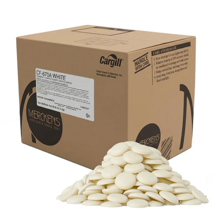 Merckens White Chocolate Wafers 50lbs Bulk Case