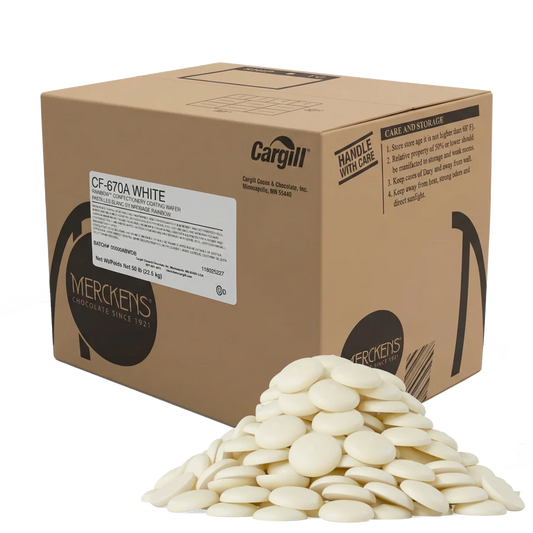Merckens White Chocolate Wafers 50lbs Bulk Case