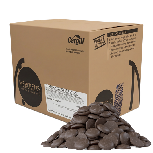 Merckens Dark Cocoa Chocolate Wafers 45lbs Bulk Case