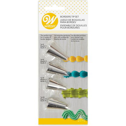Cake Decorating Tip Set for Borders, 4-Piece