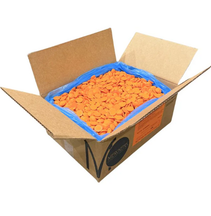 Merckens Orange Chocolate Wafers 25lbs Bulk Case