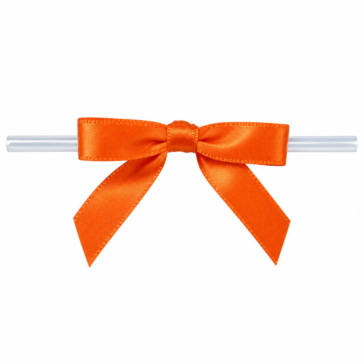 Orange Satin Pre-Tied Bows with Twist Ties – 1.75 Inch