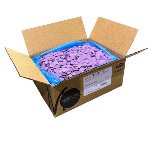 Merckens Orchid Chocolate Wafers 25lbs Bulk Case