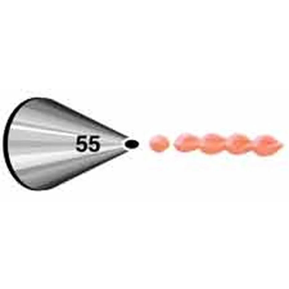 Writing, Outlining & Oval Details Piping Tip - Wilton #55 Oval - Stainless Steel Cake Decorating Tip