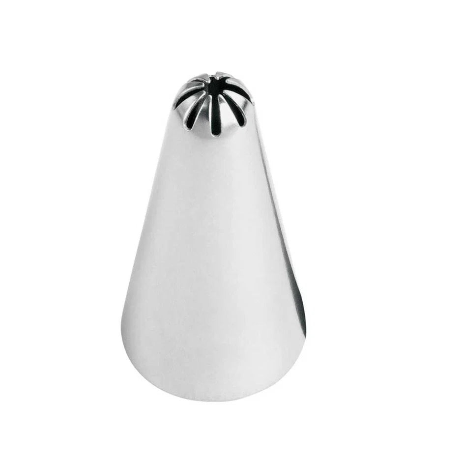 Deeply Grooved Shells, Stars & Fleur-de-Lis Piping Tip - Wilton #133 Closed Star - Stainless Steel Cake Decorating Tip