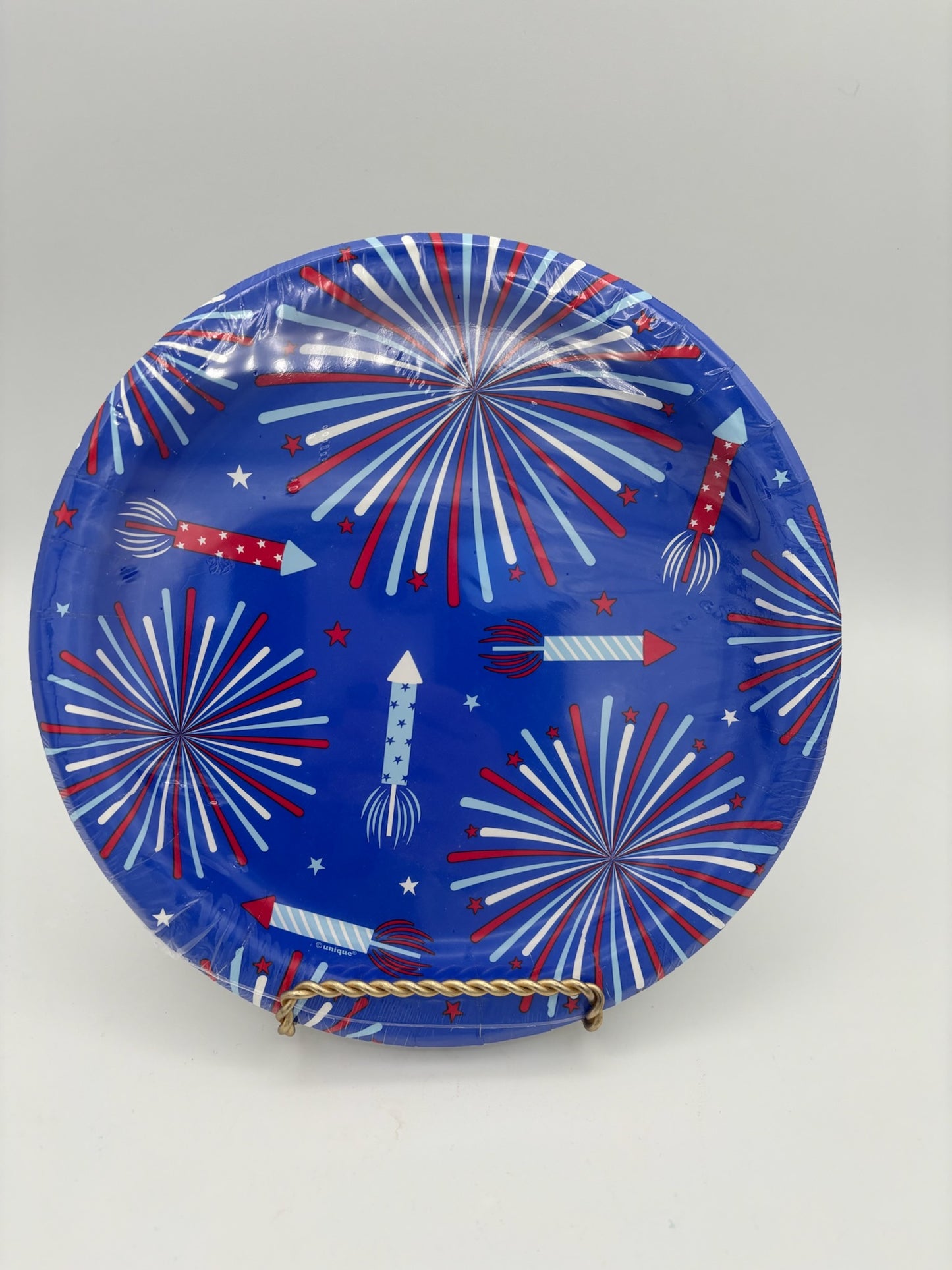 Patriotic Fireworks Round Dinner Plates 9in 12ct