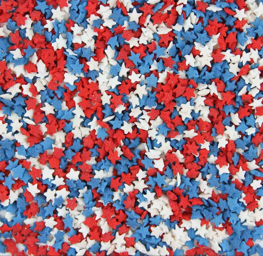 Confetti Sprinkles Mini Stars Red White Blue 8 Oz