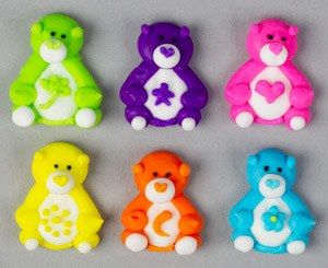 Edible Decorations Mini Rainbow Bears 1in 6-Count