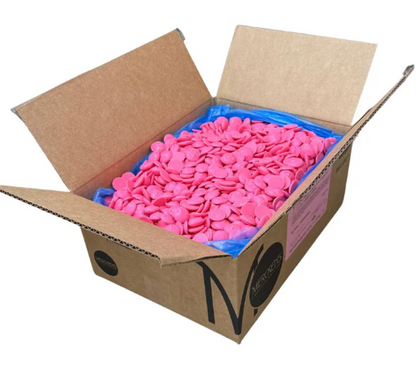 Merckens Pink Chocolate Wafers 25lbs Bulk Case