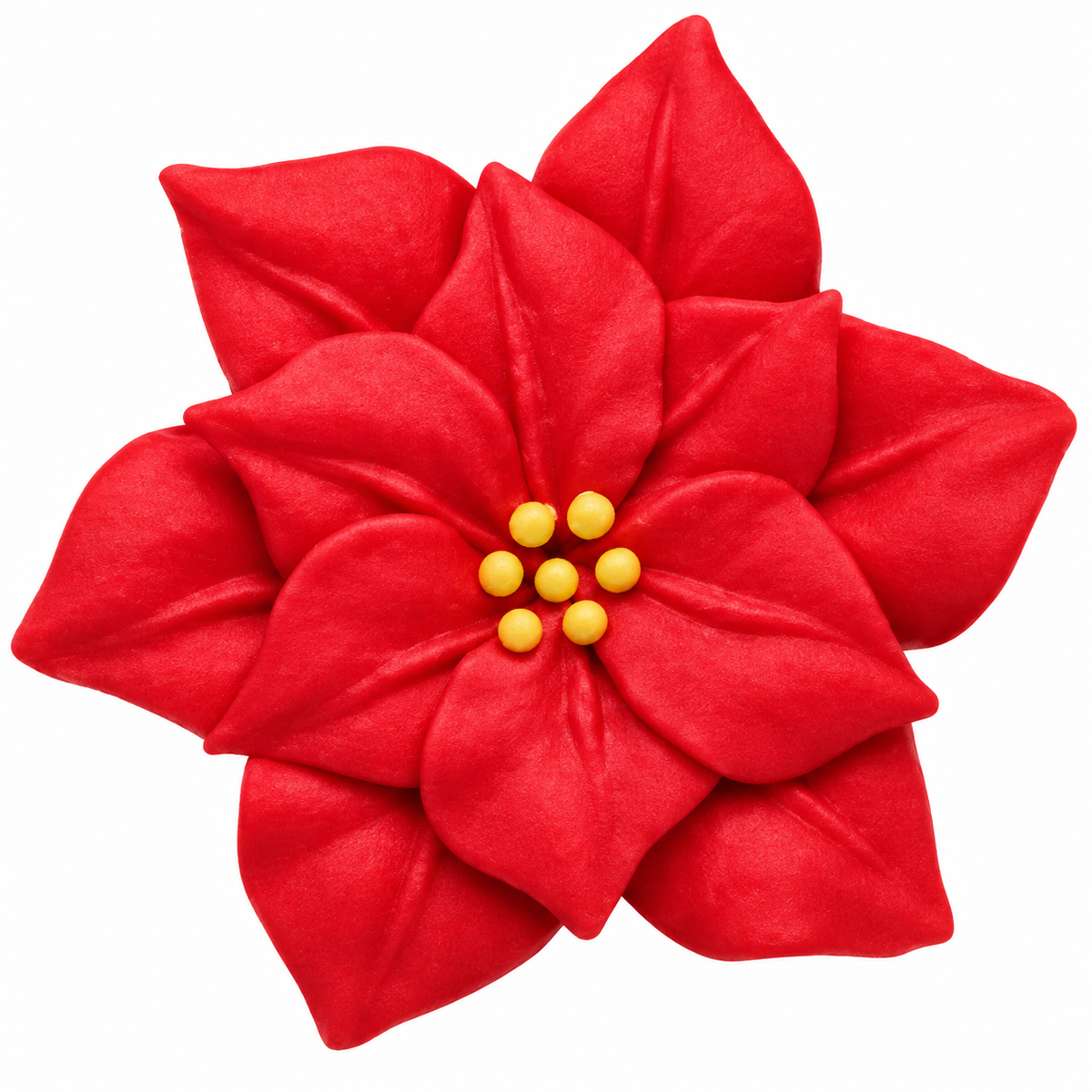 Red Poinsettia Royal Icing Toppers – 1¾ Inch, 5 Count