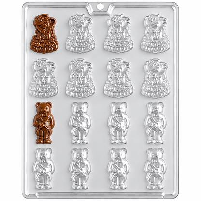 Bride & Groom Teddy Bear Chocolate Mold – 18 Cavity