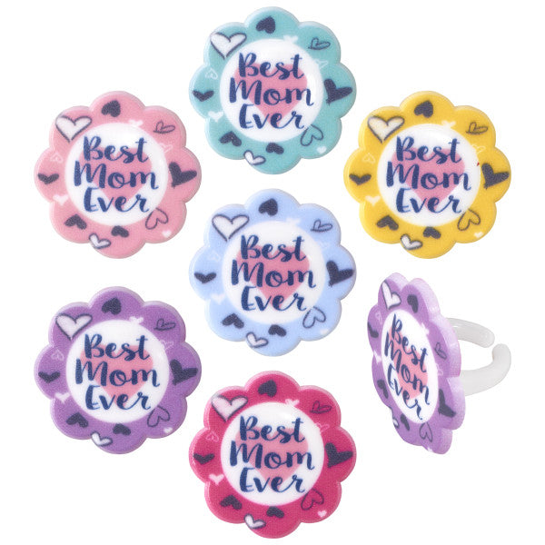 Best Mom Ever Cupcake Rings 12 Count