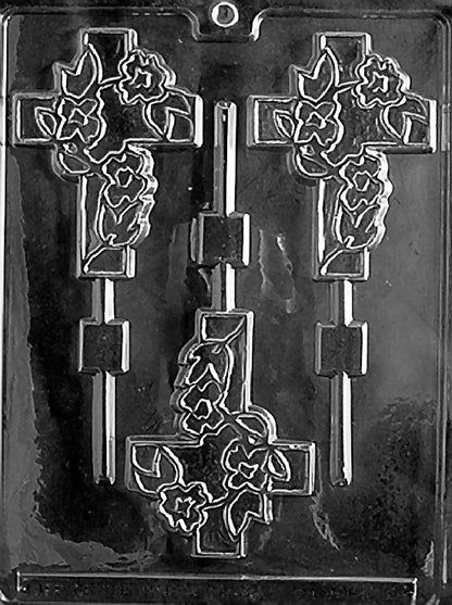 Fancy Cross Lollipop Mold 3 Cavities
